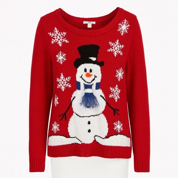 Carolyn Taylor Sweaters - Carolyn Taylor Winter Sweater Womens Large Red White Winter Snowman Long Sleeves